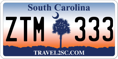 SC license plate ZTM333