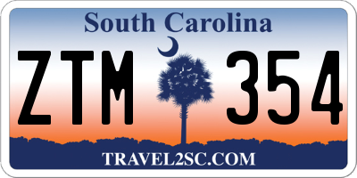 SC license plate ZTM354