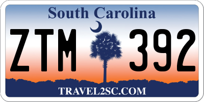 SC license plate ZTM392