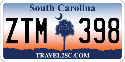 SC license plate ZTM398
