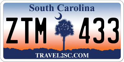 SC license plate ZTM433