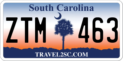 SC license plate ZTM463