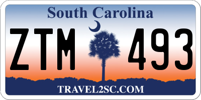 SC license plate ZTM493