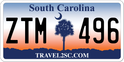 SC license plate ZTM496