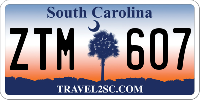 SC license plate ZTM607