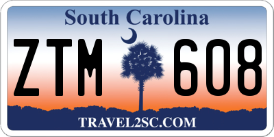 SC license plate ZTM608