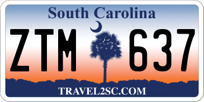 SC license plate ZTM637