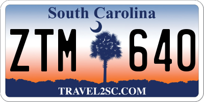 SC license plate ZTM640