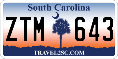 SC license plate ZTM643
