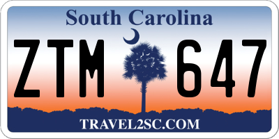 SC license plate ZTM647