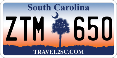 SC license plate ZTM650