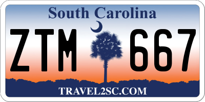 SC license plate ZTM667