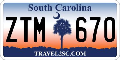 SC license plate ZTM670