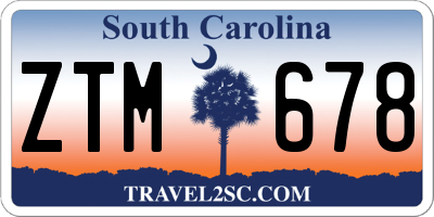 SC license plate ZTM678