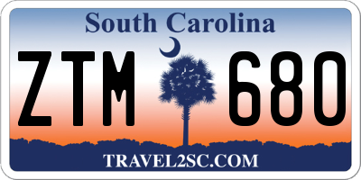 SC license plate ZTM680