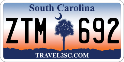 SC license plate ZTM692