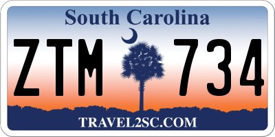 SC license plate ZTM734