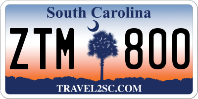 SC license plate ZTM800