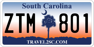 SC license plate ZTM801