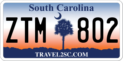 SC license plate ZTM802