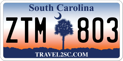 SC license plate ZTM803