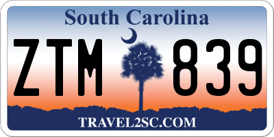 SC license plate ZTM839