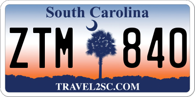 SC license plate ZTM840