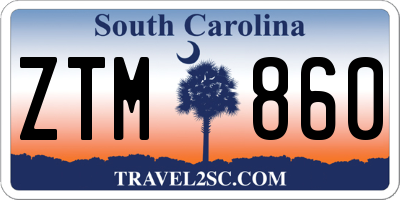 SC license plate ZTM860