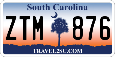 SC license plate ZTM876