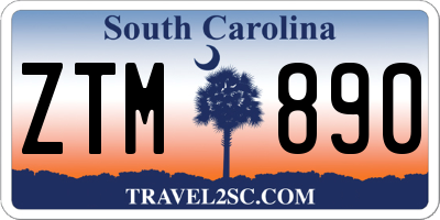SC license plate ZTM890