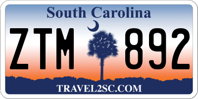 SC license plate ZTM892
