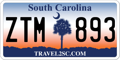 SC license plate ZTM893
