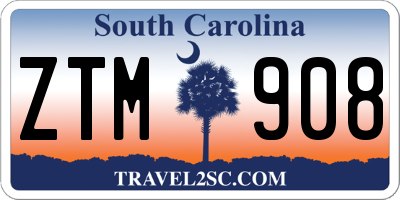 SC license plate ZTM908