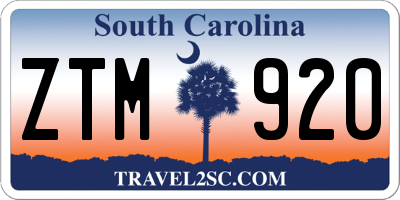 SC license plate ZTM920