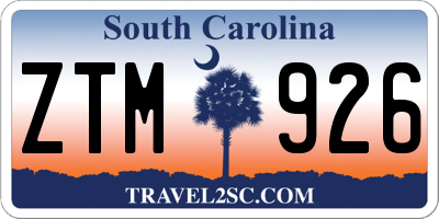 SC license plate ZTM926