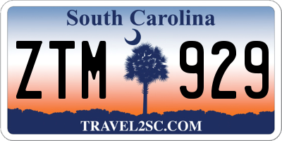 SC license plate ZTM929