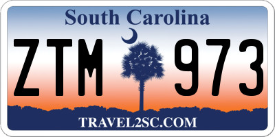 SC license plate ZTM973