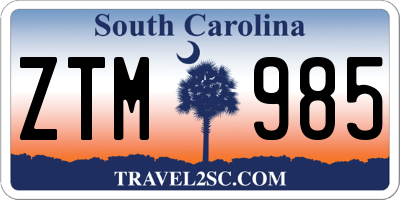 SC license plate ZTM985
