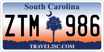 SC license plate ZTM986