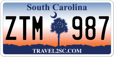 SC license plate ZTM987