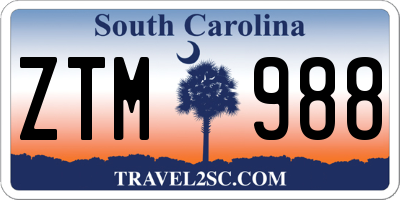 SC license plate ZTM988