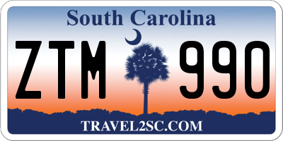 SC license plate ZTM990