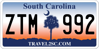 SC license plate ZTM992