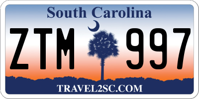 SC license plate ZTM997