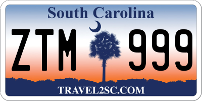 SC license plate ZTM999