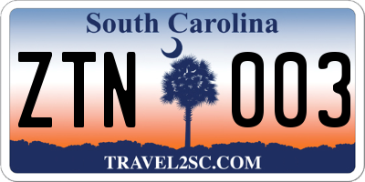 SC license plate ZTN003