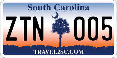 SC license plate ZTN005