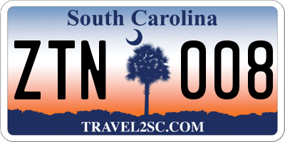 SC license plate ZTN008