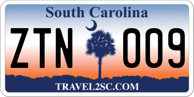SC license plate ZTN009