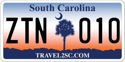 SC license plate ZTN010